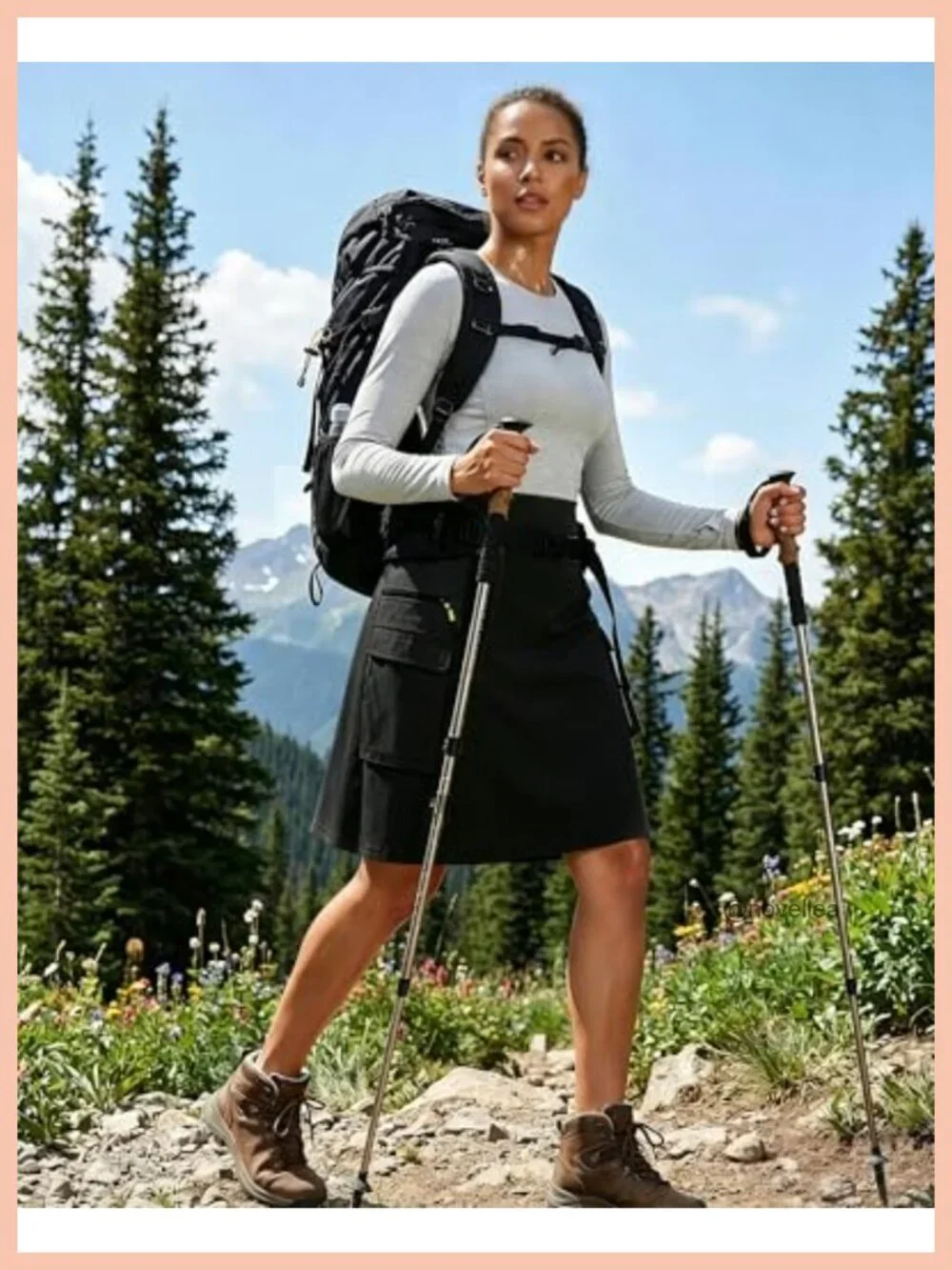 Quick-Dry Cargo Skort with 5 Pockets High Waisted Golf Tennis Athletic Skirt